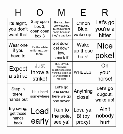 GBG DAD BINGO Card