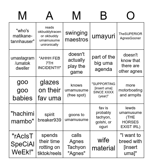 uma-larp bingo Card
