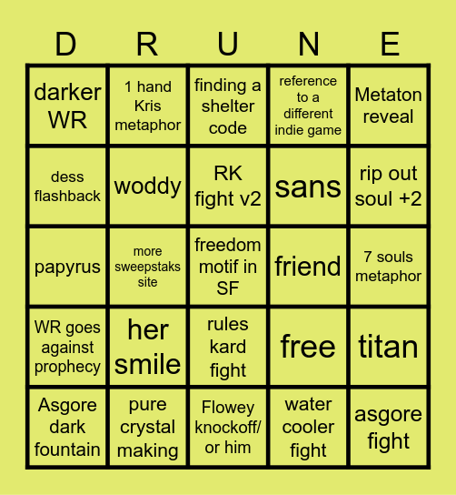 DELTARUNE CH5 Bingo Card