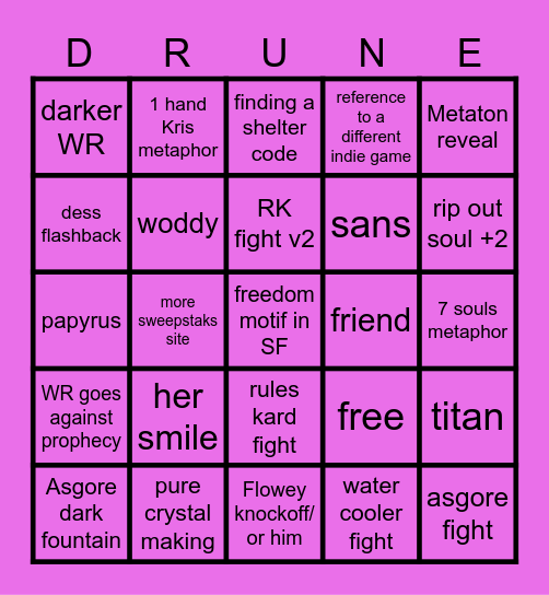 DELTARUNE CH5 Bingo Card