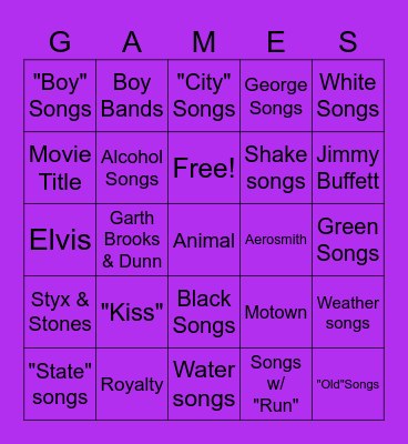 Music Bingo Card