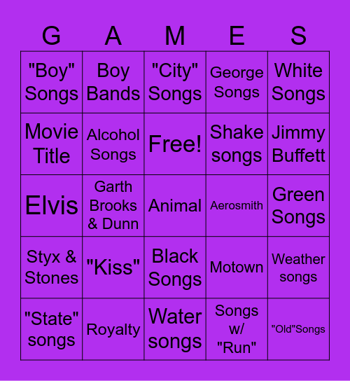 Music Bingo Card