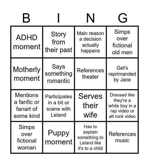 Alex Bingo Card
