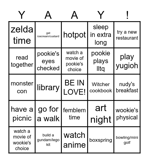POOKIE-CATION BINGO Card