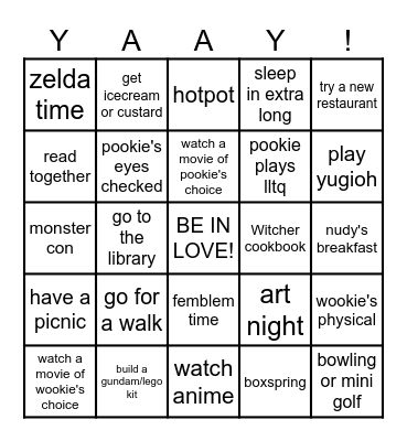 POOKIE-CATION BINGO Card