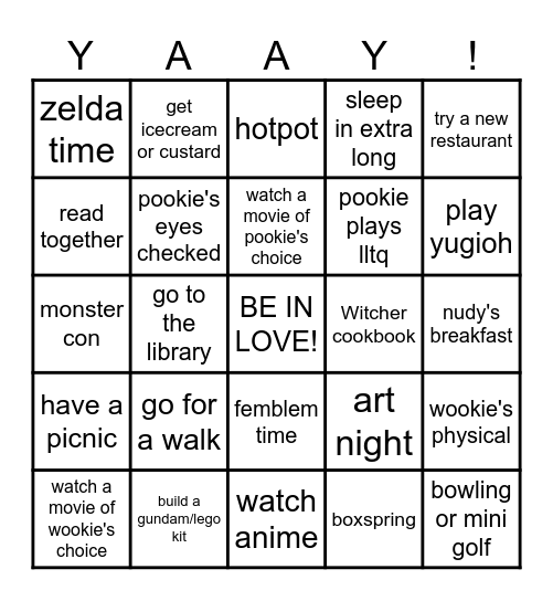 POOKIE-CATION BINGO Card