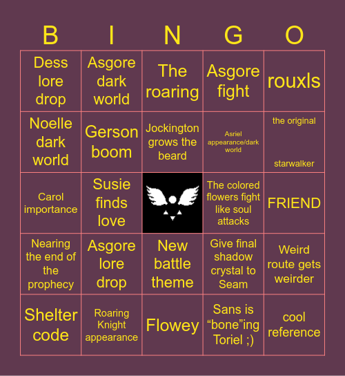 DELTARUNE Chapter 5 predictions Bingo Card