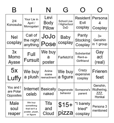 Anime Expo 2026 Bingo Card