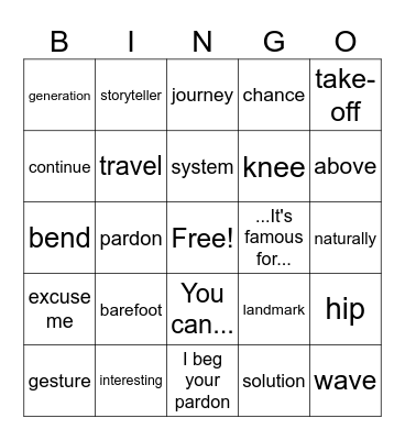 Lesson 4 review Bingo Card