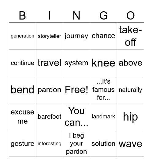 Lesson 4 review Bingo Card