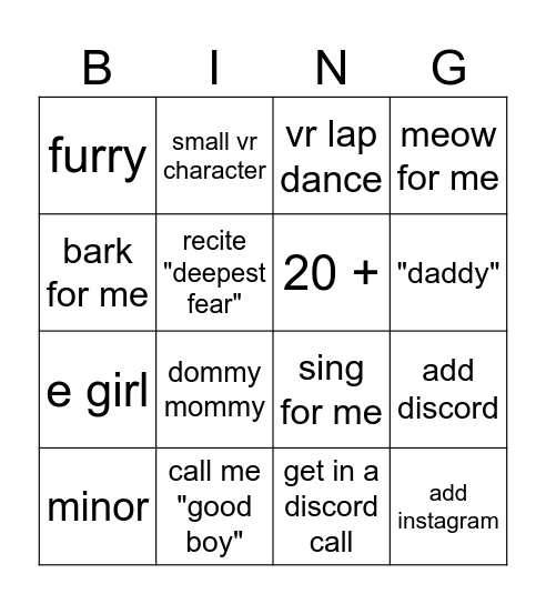 VR BINGO Card