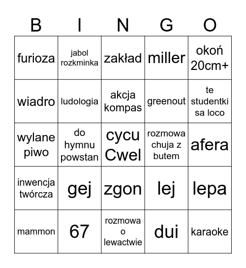 mlecze Bingo Card