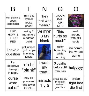 william DEADLOCK BINGOOO Bingo Card