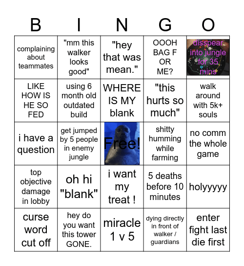 william DEADLOCK BINGOOO Bingo Card