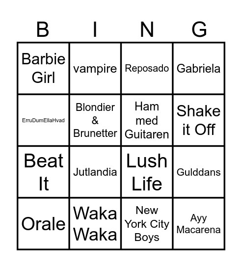 4A Musik Banko Bingo Card