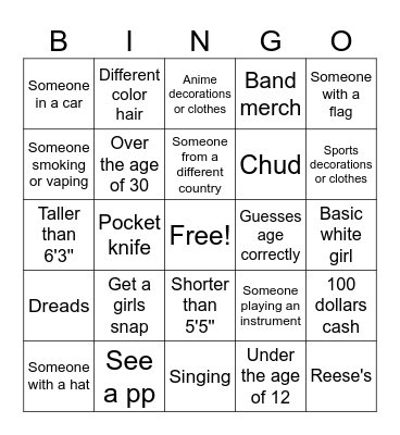 Omegle Bingo Board Bingo Card