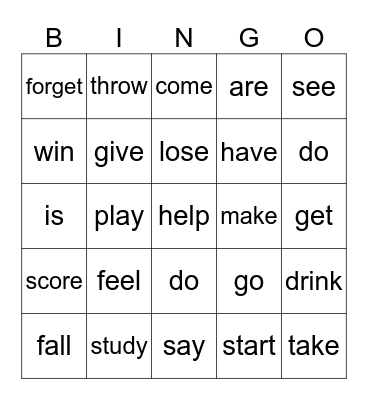 verbs past simple Bingo Card