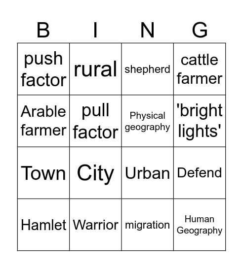 Settlement BINGO Card
