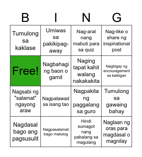 Worship Bingo Card