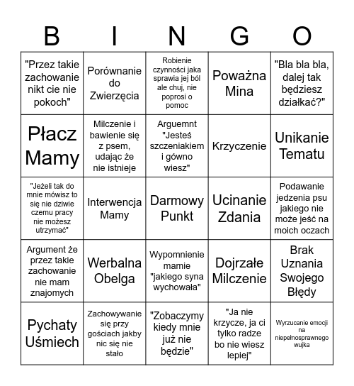 Bingo Mojej Kochanej Babci Bingo Card
