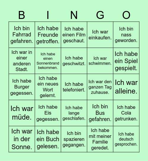 Wochenendbingo Card
