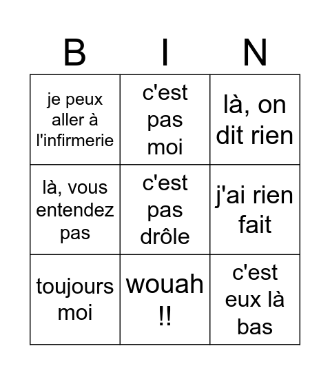 Younes Bingo Card