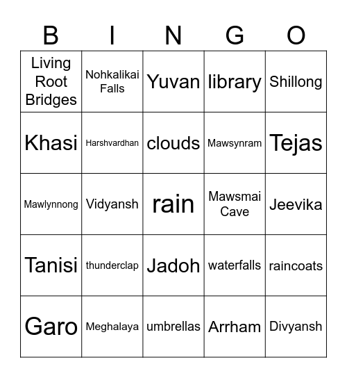 The Secret Letter from the Land of Clouds Bingo Card