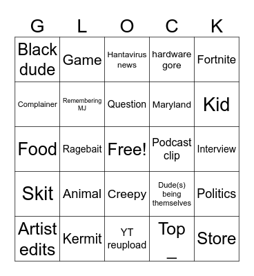 Tiktok bingo Card