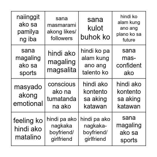 INSECURITIES BINGO Card