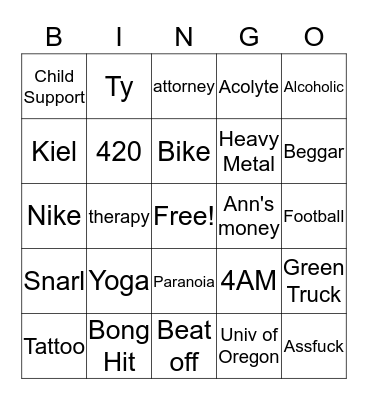 CALL HIM KRAZY K Bingo Card