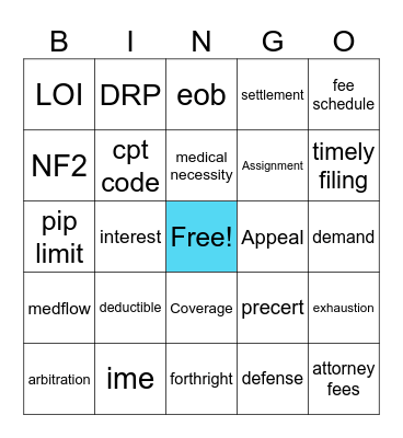 NJ Lit Bingo Card