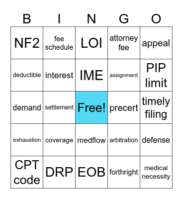 NJ Lit Bingo Card