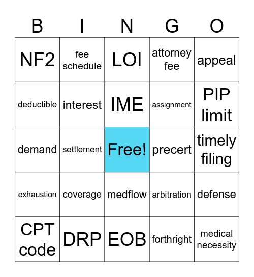 NJ Lit Bingo Card