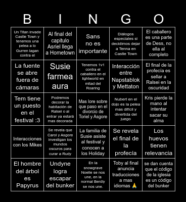 Deltarune Capitulo 5 FULL TRIPLE Bingo Card