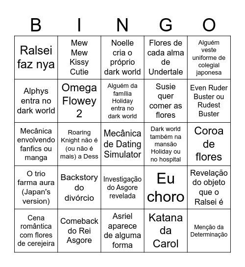 Bingo de Deltarune Capítulo 5 Bingo Card