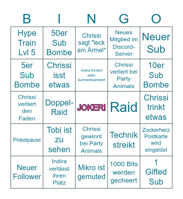 Jubiläums Stream Bingo Card