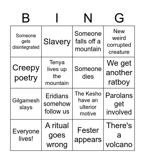 nivurdur Bingo Card