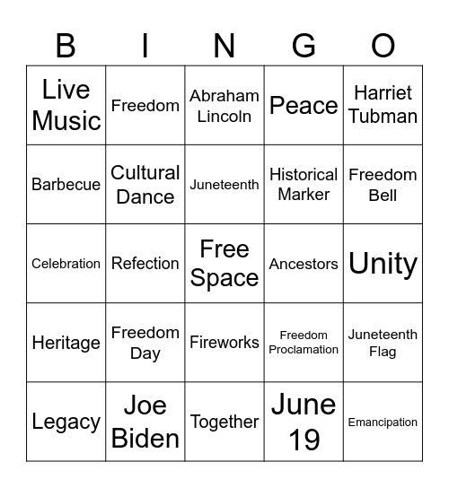 Juneteeth Bingo Card