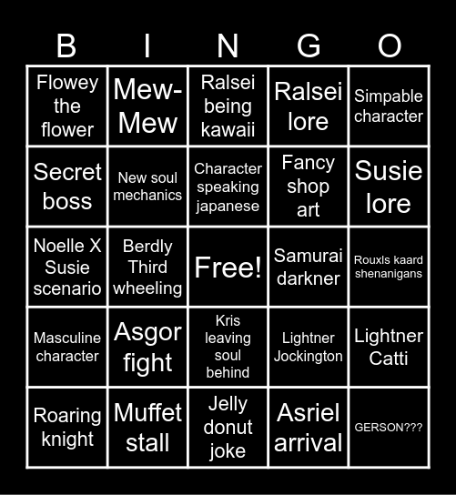 DELTARUNE CHAPTER 5 Bingo Card