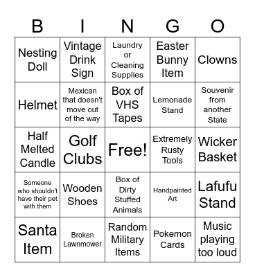 100 MILE YARD SALE Bingo Card