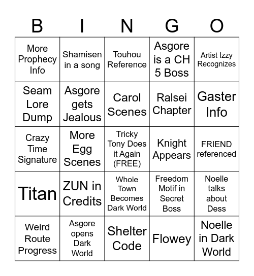 DELTARUNE CH 5 Bingo Card