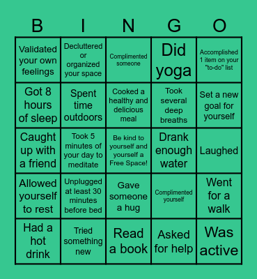 Take Care of You! Bingo Card