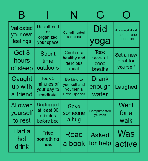 Take Care of You! Bingo Card