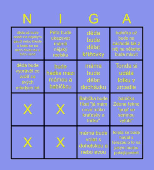Kubova Bingo kartička Bingo Card