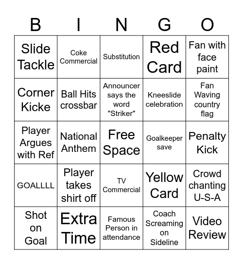 World Cup Bingo Card