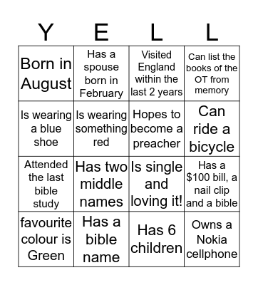 GETTING TO KNOW YOU Bingo Card