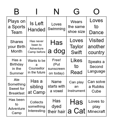 Get To Know You Bingo! Bingo Card