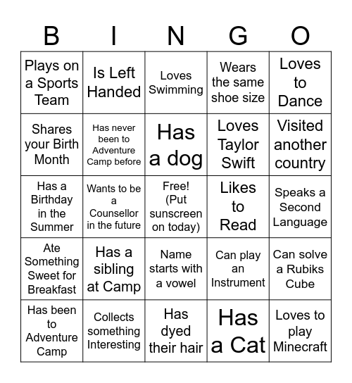 Get To Know You Bingo! Bingo Card