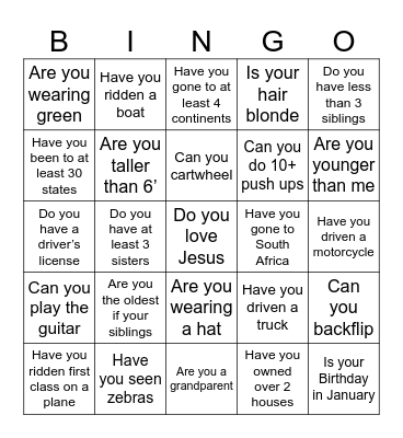 Fourth of July Bingo Card