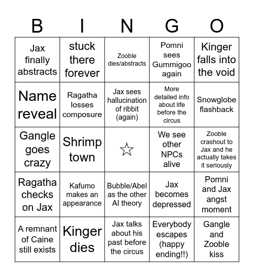 TDAC 9 Bingo Card